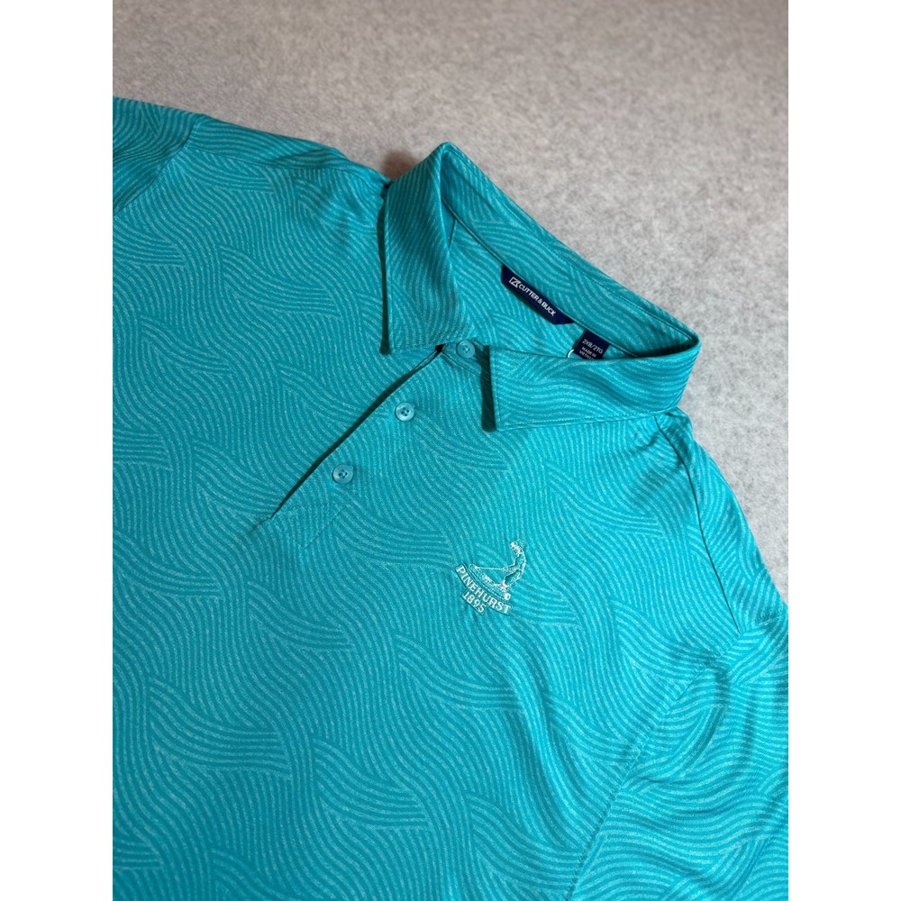 NWT Cutter & Buck Mens Pinehurst 1895 Wave Golf Polo Shirt 2XB Big & Tall Teal